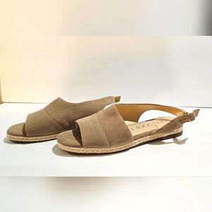 Sole Society Dolven Women's Leather Suede Sling Back Espadrille Sandals Flats 9